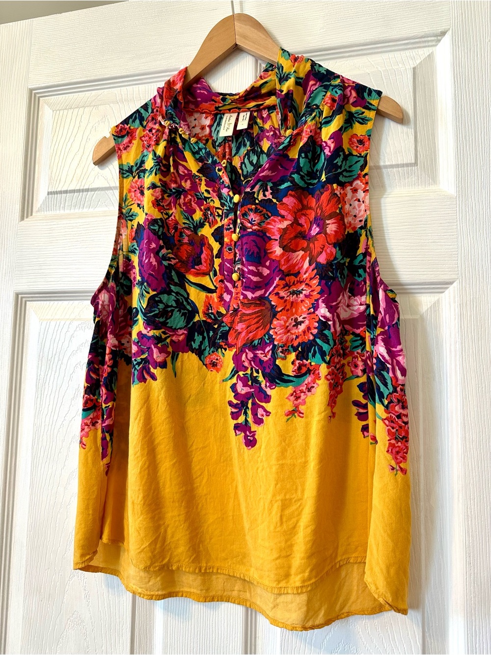 Anthropologie Yellow Floral Sleeveless Camisole